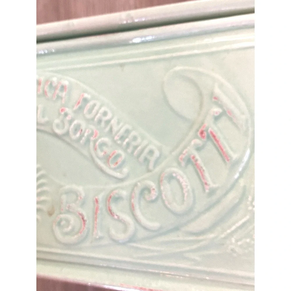 Sur La Table Salt Box Italian‎ Ceramic Lid Sale Antica Italy Biscotti Green Mint